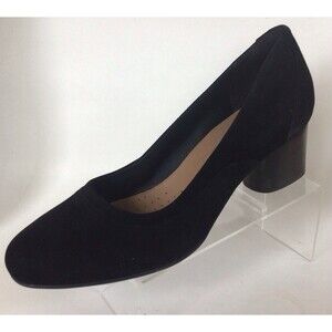 CLARKS Unstructured Black Suede Slip-On  Comfort Pumps/Heels (Size 9 B)